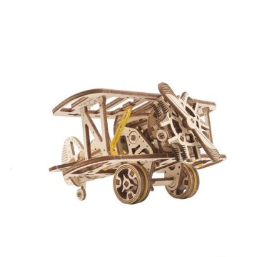 Mechanikus, önjáró fa modell - Mini repülő, biplane