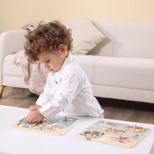 Fogantyús puzzle - állatok - pasztell